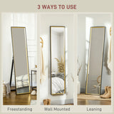 HOMCOM 157 x 37cm Elegant Full-Length Mirror - Black/Gold-Tone