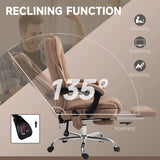 Vinsetto Massage Office Chair, Heated Reclining Computer Chair with Adjustable Height and Footrest, Brown