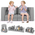 8-Piece Modular Kids Sofa Play Couch Climb Playset with Covers-Grey