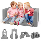 8-Piece Modular Kids Sofa Play Couch Climb Playset with Covers-Grey