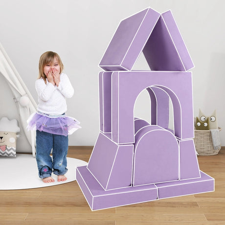 8-Piece Modular Kids Sofa Play Couch Climb Playset with Covers-Purple