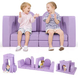 8-Piece Modular Kids Sofa Play Couch Climb Playset with Covers-Purple