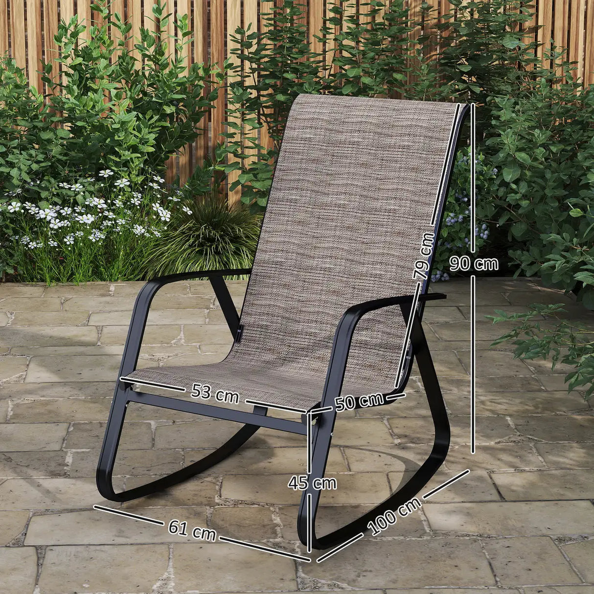 Outsunny Set of Two Rocking Garden Chairs - Light Brown