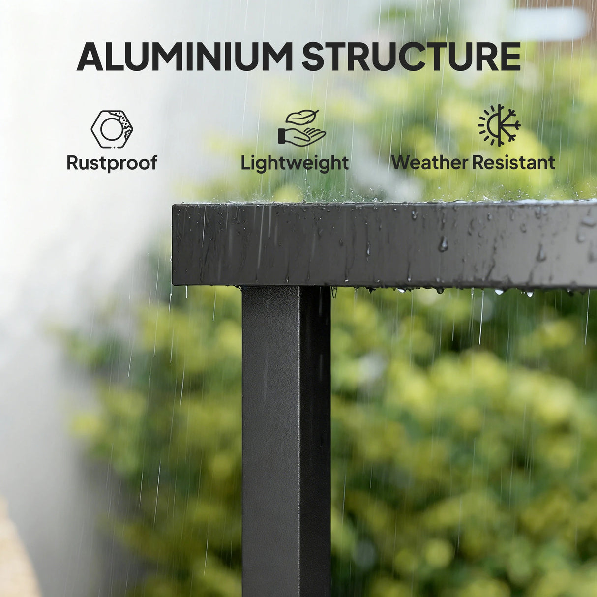 Outsunny 78 cm Garden Dining Table for 4 People, Square Outdoor Coffee End Side Table with Aluminium Legs, Black