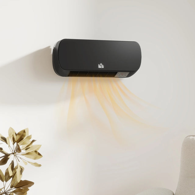 HOMCOM 2000W Wall Mounted Ceramic Space Heater, 10-49C Temperature, Black