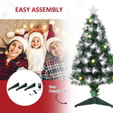 HOMCOM 3ft White Light Artificial Christmas Tree w/ 90 LEDs Star Topper Tri-Base Full Bodied Seasonal Decoration Pre-Lit Home