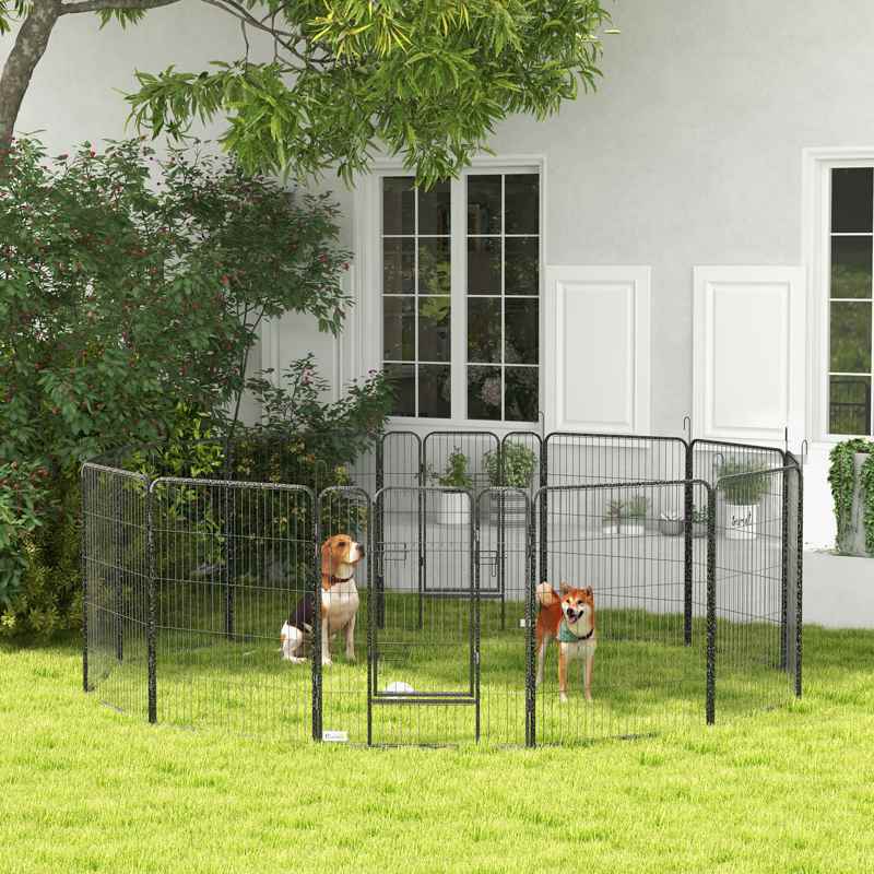 PawHut 12 Panels Heavy Duty Puppy Playpen, for Small Dogs, Indoor and Outdoor Use - Silver