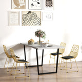 HOMCOM Luxurious Dining Chairs Set of 4, Metal Wire Kitchen Chair with Removable Velvet-feel Cushion, Cut-out Back and Steel Frame for Dining Room, Gold Tone