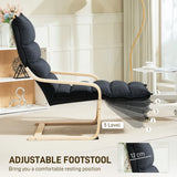 HOMCOM Curved Wooden Accent Chair, with Adjustable Footrest - Black