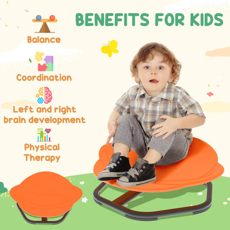AIYAPLAY Planet-Shaped-kids Swivel Chair, Sensory Spinning Chair for Balance, Coordination Training, Orange