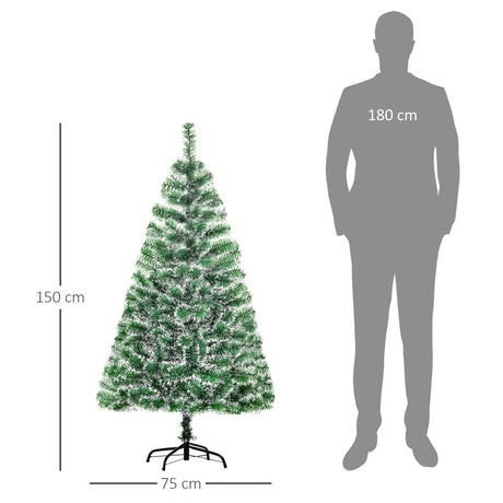 HOMCOM 5FT Indoor Christmas Tree Artificial Decoration Xmas Gift with Metal Stand Branch Tips