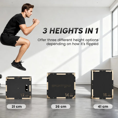 SPORTNOW Non-Slip Plyo Box, Corner-free Wooden Jump Box, 31 x 36 x 41 cm