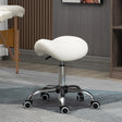 HOMCOM Cosmetic Stool 360 Rotate Height Adjustable Salon Massage Spa Chair Hydraulic Rolling Faux Leather Saddle Stool, Cream