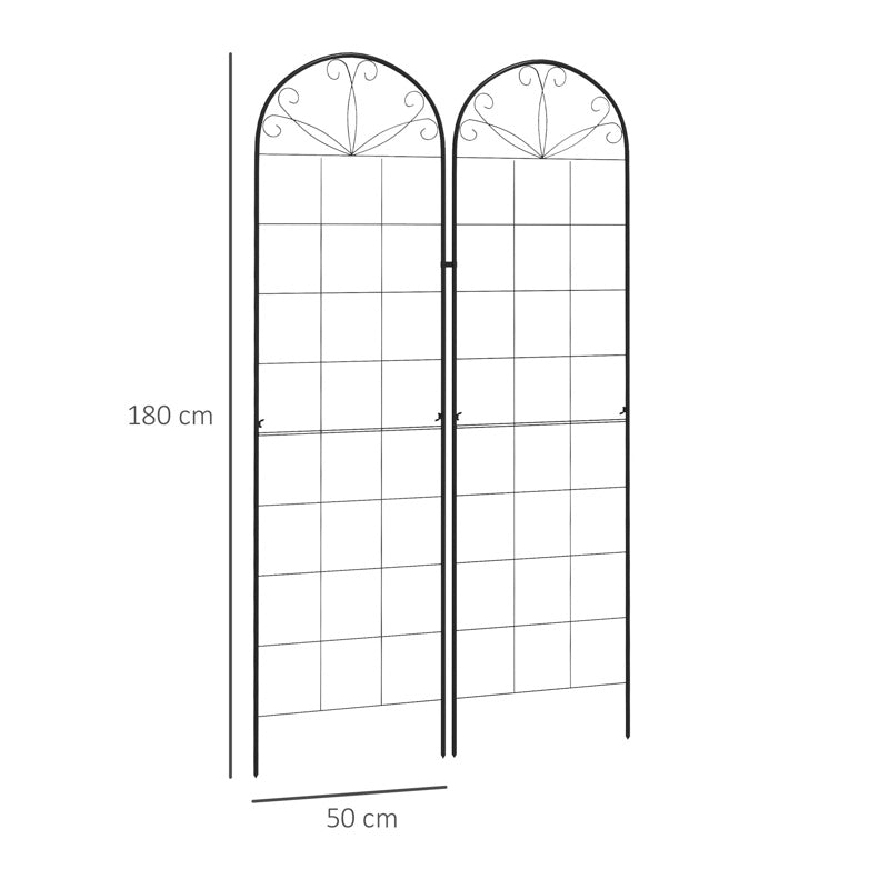 Outsunny Metal Trellis Set of 2, Garden Trellis for Climbing Plants Support Frames, Grid Design