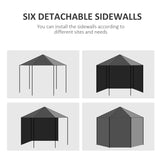 Outsunny 4 m Party Tent Wedding Gazebo Outdoor Waterproof PE Canopy Shade with 6 Removable Side Walls