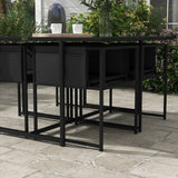 Outsunny 5 Piece Garden Dining Set with Breathable Mesh Seat, Adjustable Backrest, Tempered Glass Table Top for Patio, Black