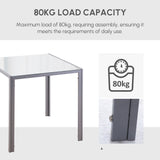 HOMCOM Modern Square Dining Table for 2-4 People, with Glass Top & Metal Legs for Dining Room, Living Room, Grey