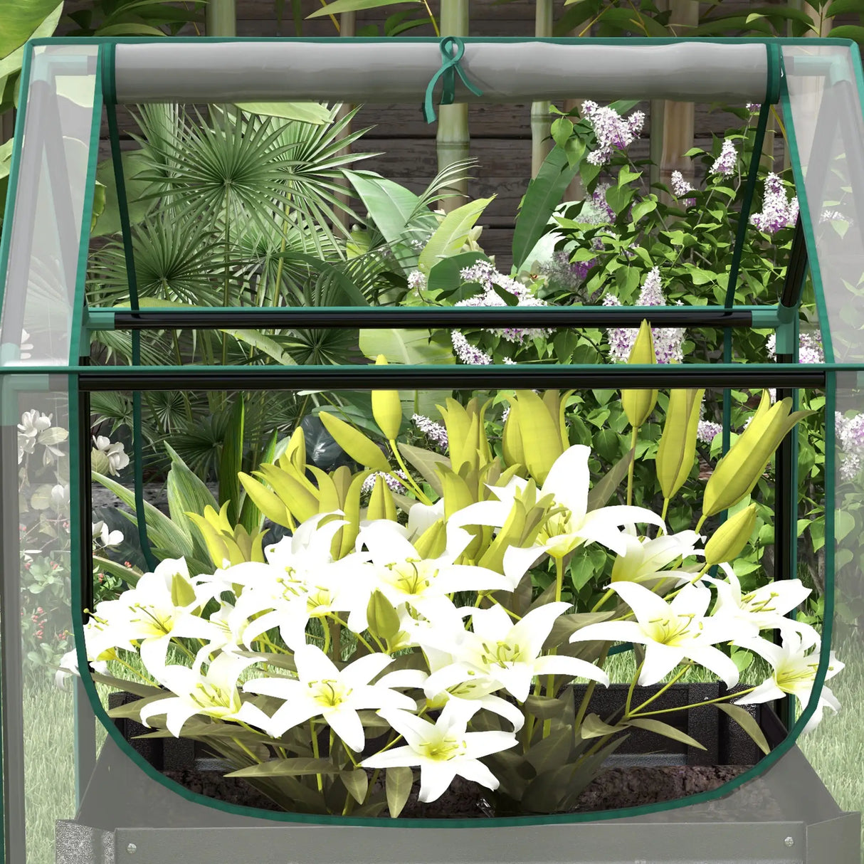 Outsunny 61 x 61cm Garden Planter Bed, with Cover - Grey