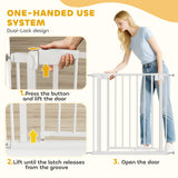 PawHut Baby Gate, Pet Safety Gate Pressure Fit, 76-82cm Wide with Two-Way Open, One-Hand Opening