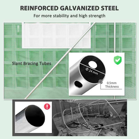 Outsunny 13 x 9.8ft Walk-In Polytunnel Greenhouse - Green