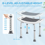 HOMCOM Shower Chair, Adjustable Height Shower Stool with Aluminium Frame and Non-Slip Feet, Bathtub Stool Seat for Elderly Disabled Handicap, Grey