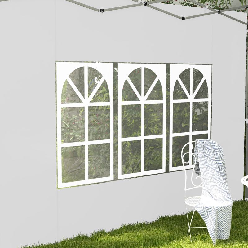 Outsunny Gazebo Side Panels, Sides Replacement with Window for 3x3(m) or 3x4m Pop Up Gazebo, 2 Pack, White