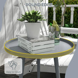 Outsunny Round Garden Coffee Table, Outdoor Side Table with Rounded Steel Edge, 40 x 50H cm, Grey