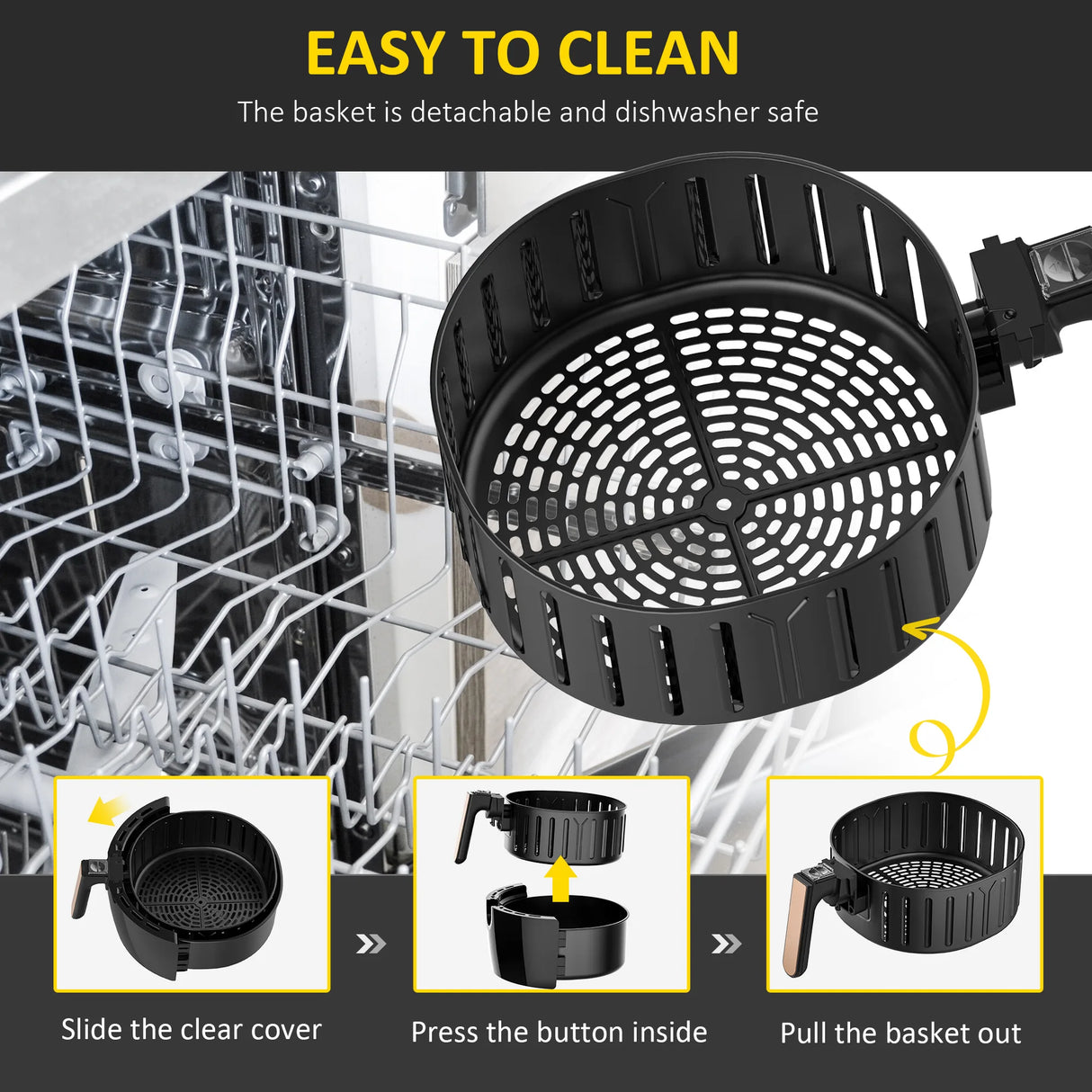 HOMCOM 5.5L 1700W Air Fryer, with Digital Display, 80-200 Temperature