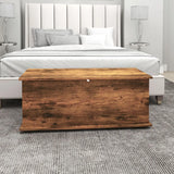 HOMCOM Storage Chest, Large 113L Blanket Box, Shoe Bench with Safety Hinged Lid, Storage Trunk, Bed End Bench for Bedroom, Hallway, Living room, Playroom, 100 x 40 x 40cm, Rustic Brown