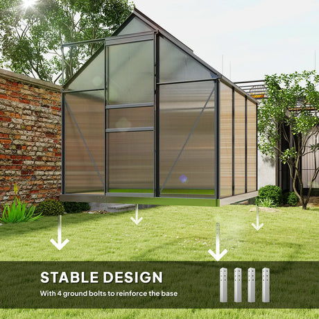 Outsunny 190 x 190cm Walk-In Polycarbonate Greenhouse