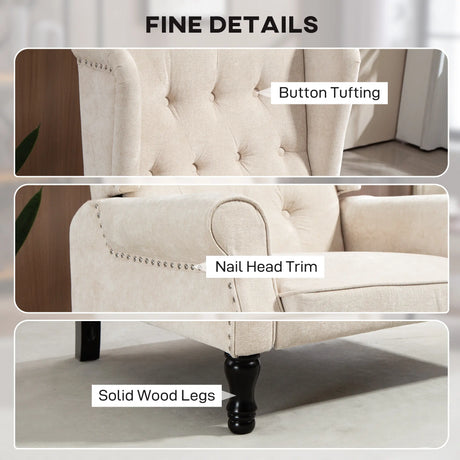 HOMCOM 150 Reclining Vintage Armchair, with footrest - Beige