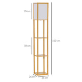 HOMCOM 3-Tier Floor Lamp, Floor Light with Storage Shelf, Reading Standing Lamp with Acrylic Shade for Living Room, Bedroom, Kitchen, Dining Room, Office, Dorm, 160cm, Natural