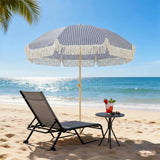 Outsunny 1.7 m Beach Umbrella with Sand Anchor, 30 Tilting Fringed Beach Garden Parasol with Adjustable Height, Blue