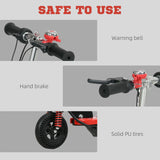 HOMCOM Steel Ride on Powered Scooter, Folding E-Scooter with Warning Bell, 15km/h Maximum Speed, for 6-14 Years Old, Red