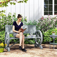 Outsunny Fir Wood 2-Seater Outdoor Garden Wagon Wheel Bench, Grey