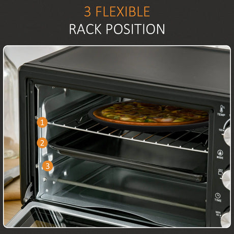 HOMCOM 21L Mini Countertop Oven, 100C-230C Adjustable Temp - Black