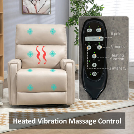 HOMCOM Electric Riser and Recliner Chair, with Massage and Heat - Beige