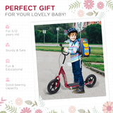 HOMCOM Kids Scooter Kick Scooter, with 12" EVA Tyres, Rear Brake, Big Wheels Scooter for 5-12 Years , Red