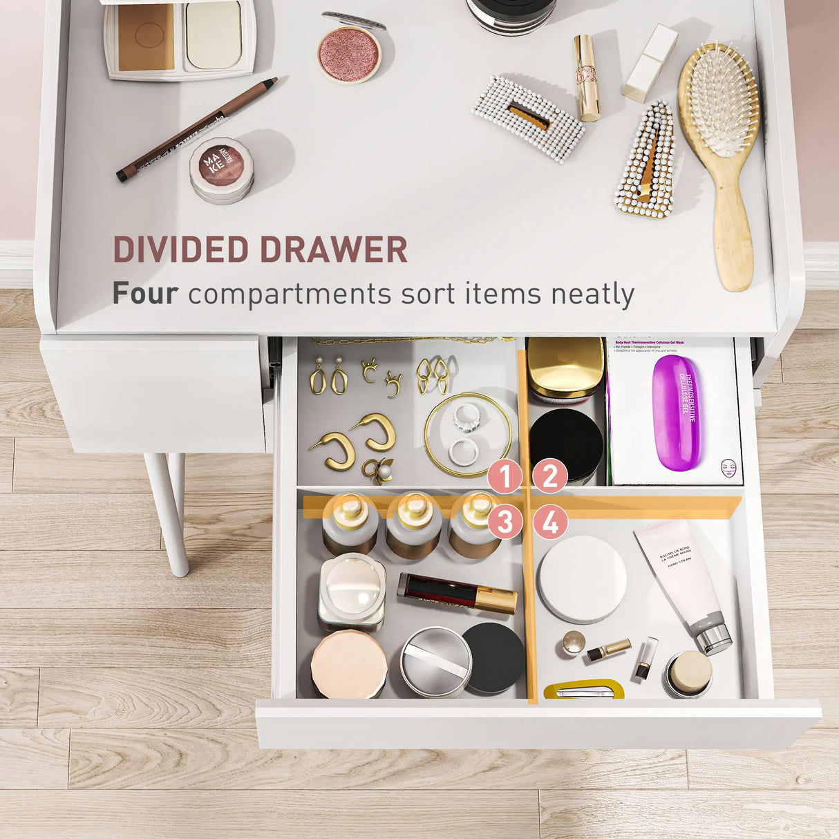 HOMCOM Three Drawer Compact Dressing Table - White