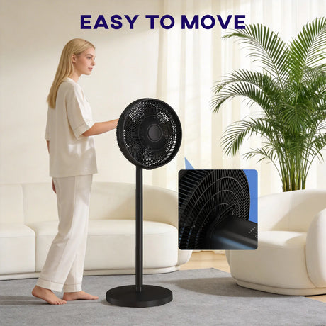 HOMCOM 40 cm Standing Fan, Cooling Floor Fan with 80 Oscillating, Adjustable Tilt and Height, 4 Speed, Remote Control, Black