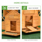 PawHut Wooden Chicken Coop with Nesting Boxes, Tray, for 2-4 Chickens, Yellow