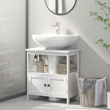 kleankin Pedestal Under Sink Cabinet with Double Doors, Modern Bathroom Vanity Storage Unit with Shelves, White