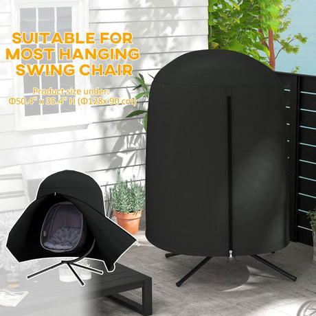 Outsunny 190 x Φ128cm Hanging Egg Chair Furniture Cover - Black