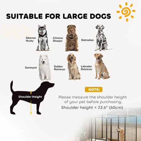 PawHut Eight-Panel Dog Playpen with Door, for Large Dogs, Indoors, Outdoors, 100cm Tall, Black
