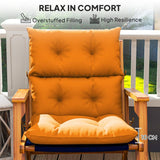 Outsunny Tufted Adirondack Chair Cushion, Thick Garden Seat Cushion Pad with Backrest, Rocking Chair Cushion with Ties for Outdoor and Indoor Use, Orange