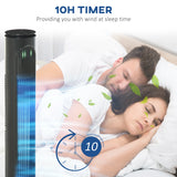 HOMCOM 30'' Freestanding Tower Fan, 3 Speed 3 Mode, 10h Timer, 70 Degree Oscillation, LED Light, 5M Remote Controller, Dark Grey