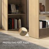 HOMCOM 120cm Computer Desk, Wooden PC Laptop Table with 6-Tier Storage Bookshelves, Home Office Working Study Desk, Writing Workstation, Natural Wood