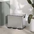 HOMCOM 3 x 20L Pedal Bin, Steel Triple Kitchen Bin with Soft Close Lid, Removable Inner Buckets, Fingerprint-Proof, Silver Tone