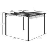 Outsunny 3 x 3 Pergola with Retractable Roof Aluminium Canopy for Garden, Light Grey