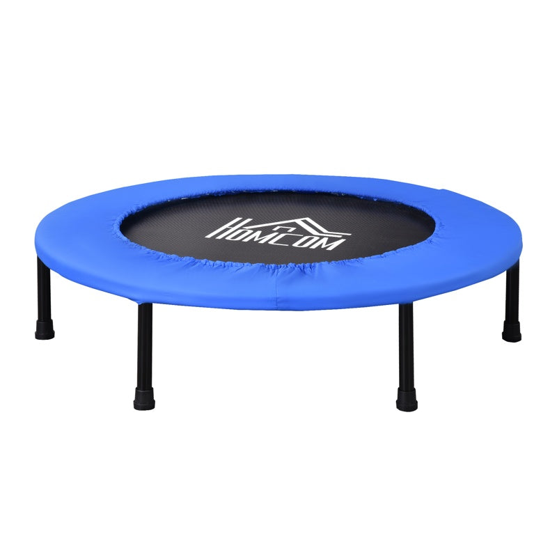 HOMCOM Φ91 Mini Fitness Trampoline Home Gym Yoga Exercise Rebounder Indoor Outdoor Jumper with Safety Pad, Support Up to 100 KG, Blue and Black